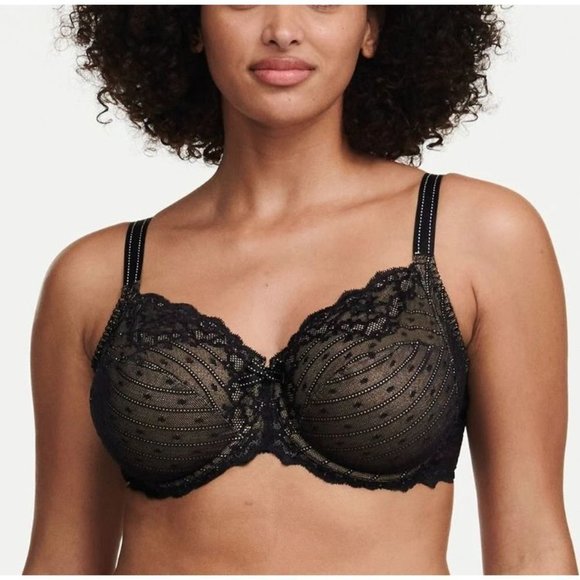 Chantelle Black Lace Rive Gauche Bra 42DDD - Picture 1 of 6